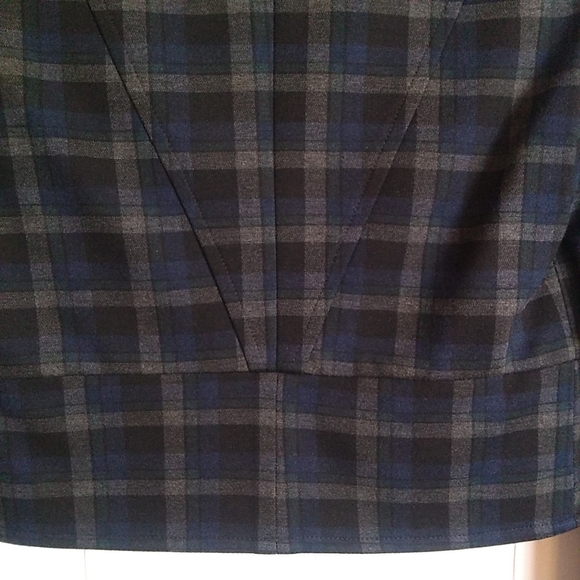 Periphery Plaid Cropped Blazer Size Small Blue Black & Grey - Picture 9 of 9